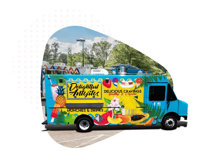 Colorful Delightful Antojitos food truck built by Trailer King Builders